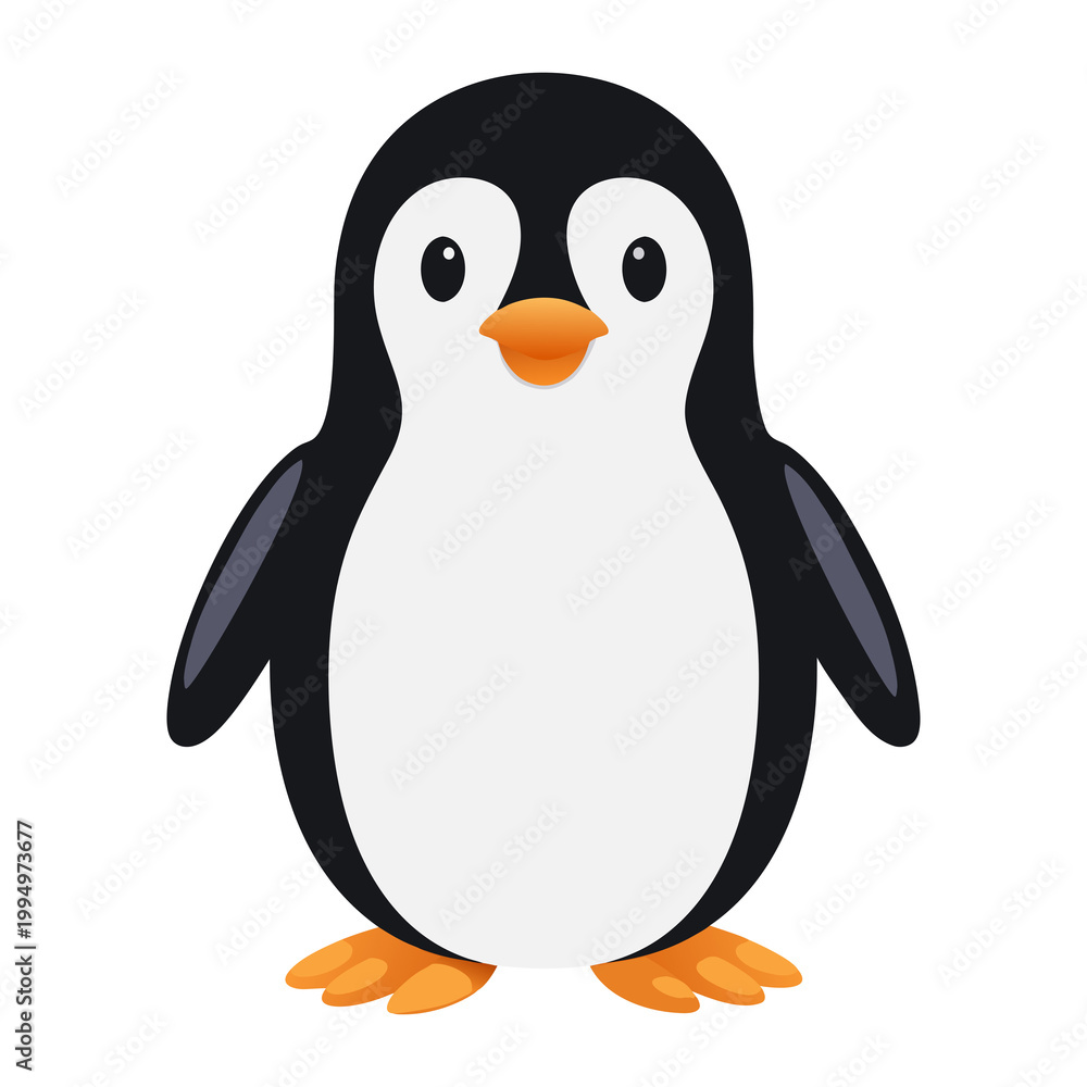 Fototapeta premium Cute penguin vector illustration isolated on white background.
