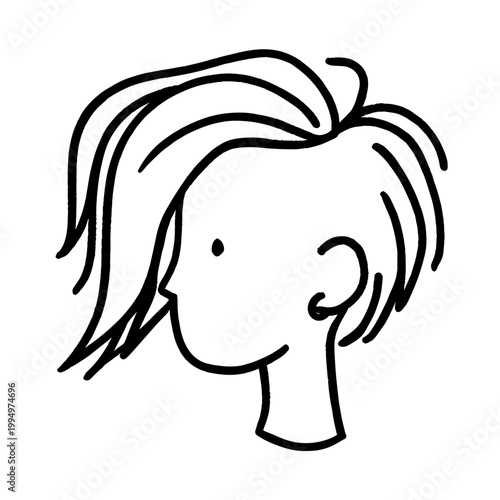 Woman with stylish short haircut in cyberpunk draft style  