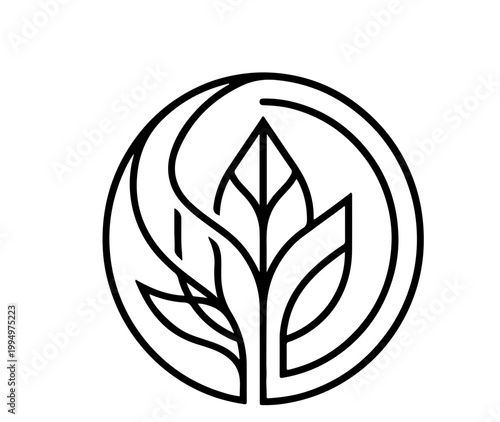 Simple Plant Round Line Logo Aesthetics