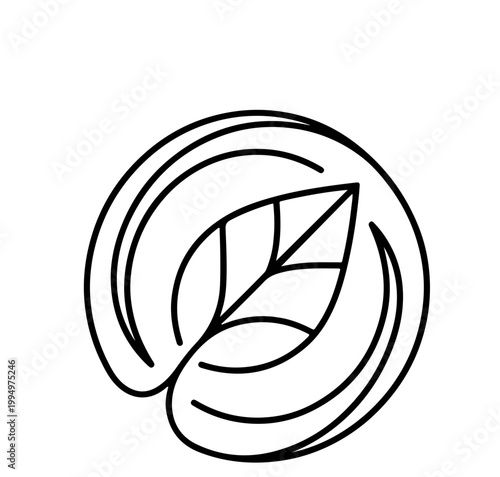 Simple Plant Round Line Logo Aesthetics