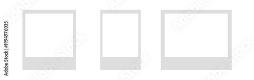 Empty white different photo frame with shadows. Set realistic photo card frame mockup