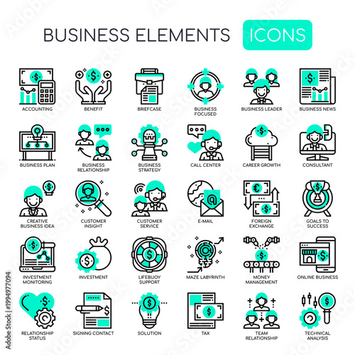 Business Elements , Thin Line and Pixel Perfect Icons