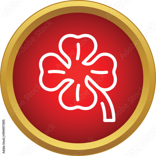 Four leaf clover icon representing good luck and fortune on a red background