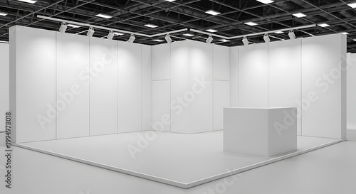 Empty White Exhibition Booth Stand for Trade Show Display.