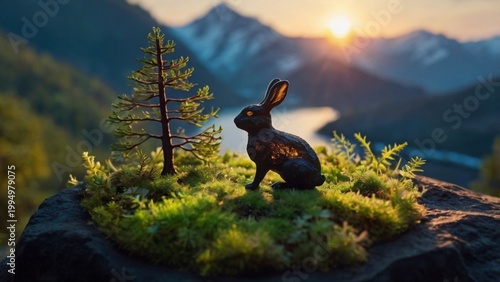 rabbit in a camera look ai generative