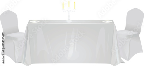 Satin dining table. vector illustration