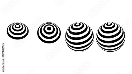 Concentric circles spheres with concentric abstract illustration geometric dimensional illusion gradient