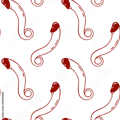 vibrator penis, dildo,  accessories for sex games and bdsm, red line pattern of adult sex toy for retail packaging. minimalist sketch style