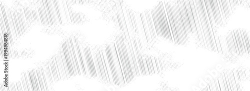 Modern white banner design with halftone gradients suggesting rapid motion.