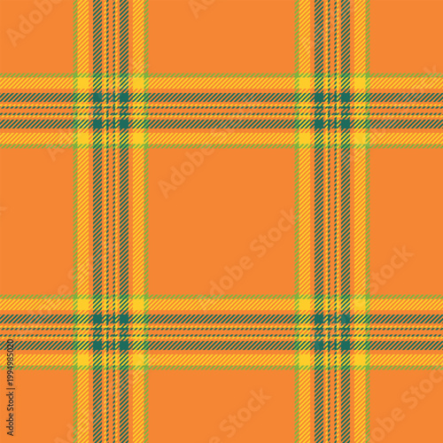 Collection fabric background vector, lumberjack tartan textile pattern. Vivid texture check seamless plaid in orange and yellow colors.