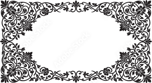 Vintage floral decorative frame border with ornate scrollwork