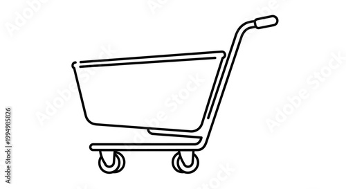 Black and white illustration of a shopping cart.