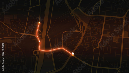 Orange Navigation Route Map GPS Path Vector EPS
