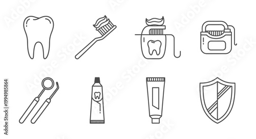 Set of dental hygiene and oral care icons