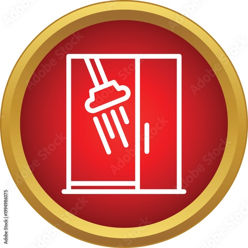 Icon showing a shower cubicle with water streams symbolizing cleanliness