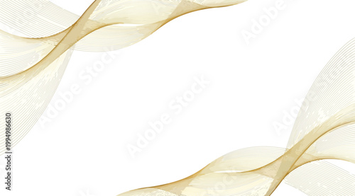 Abstract golden wave lines background, flowing smooth curves