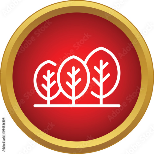 White outline trees in a red circle representing forestation and environmental protection