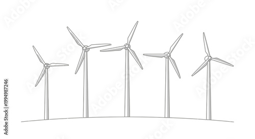 Wind Turbines for Clean Renewable Energy Production Illustration