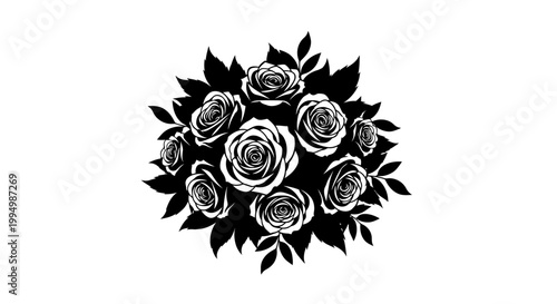 Flowers Black roses bouquet, floral arrangement, vector flowers, botanical illustration isolated on White Background vactor EPS