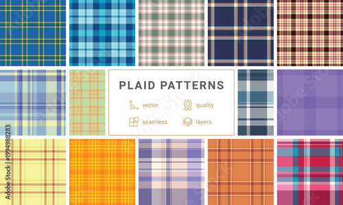 Plaid collection perfect for daily outfits, including tops, skirts, dresses, and tunics. Seamless patterns bring timeless style.