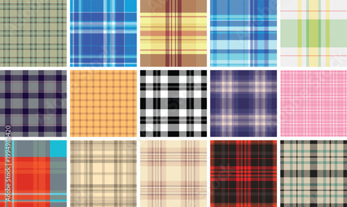 Modern rustic plaid pack decor prints. Contemporary tartan style blends tradition. Vector clarity enhances detail.