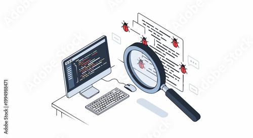 Software Development Debugging and Quality Assurance Concept Isometric Illustration