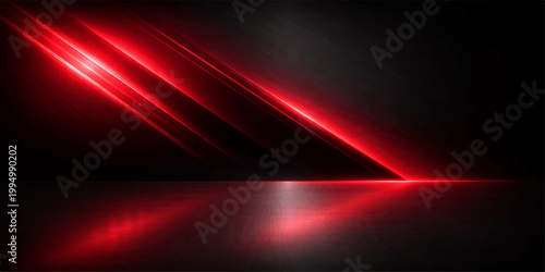 An abstract background vector featuring glowing blue and red light lines that create a flowing wave pattern of energy and motion across a dark textured space design