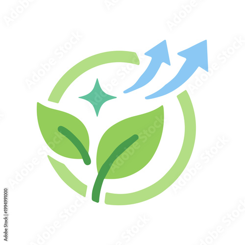 Green leaf eco friendly symbol icon.