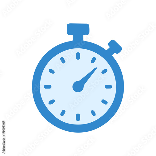 Blue Stopwatch Timer Icon Closeup.