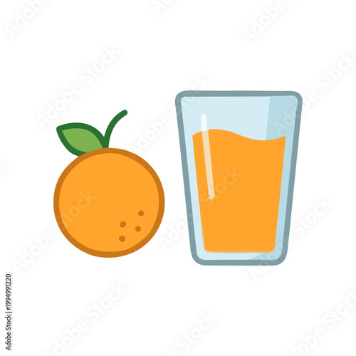 Orange and glass of juice.