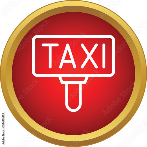 Taxi sign outline on a red circle icon for public transportation