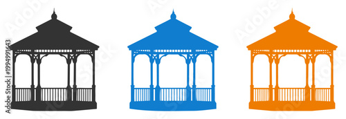 gazebo silhouette set for garden design
