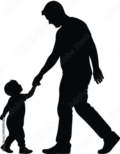 Heartwarming father's day elements silhouette of a father and son walking together celebrating family bonds