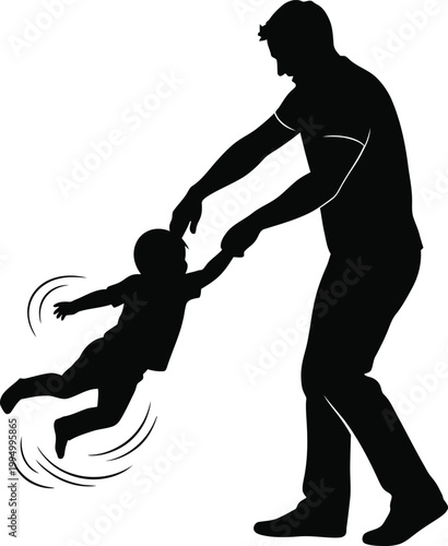 Heartwarming father's day elements silhouette of a father and son playing together celebrating family bonds