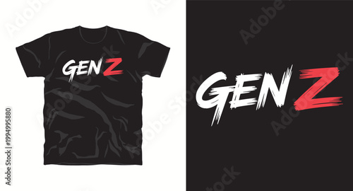 Gen z generation t-shirt design with brush stroke text effect.