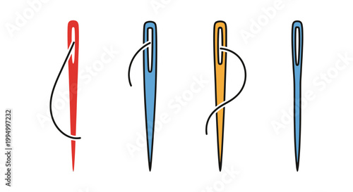 Quilting Needle Line art abstract colorful vector design