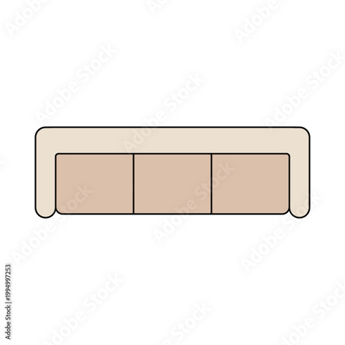 Modern beige sofa, minimalist furniture, living room decor, vector illustration