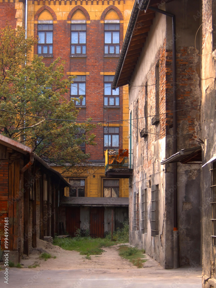 Fototapeta premium An old street in Kazimierz, Krakow. Photo from 2005.