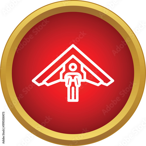 Hang gliding pilot engaging in outdoor extreme sport activity, depicted as a linear icon