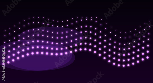 Glowing purple sleep mask in neon dot pattern on black background for relaxation and sleep aid advertising