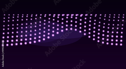Glowing purple LED lights installation in dark room with futuristic ambiance for nightclub decor