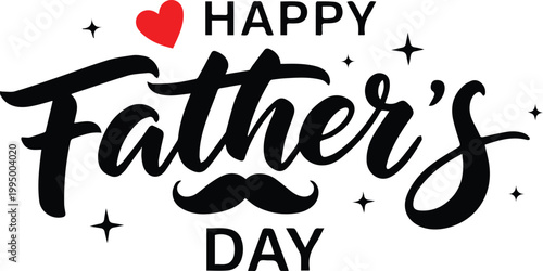 Happy father's day celebration with heart and mustache graphic
