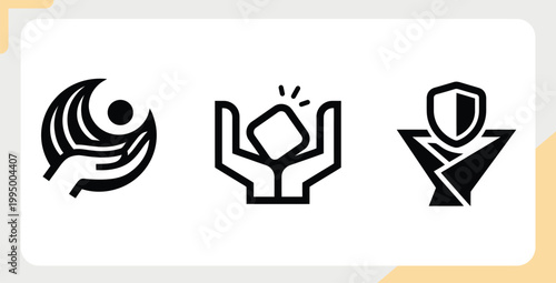 Abstract icons for security value human care with security system