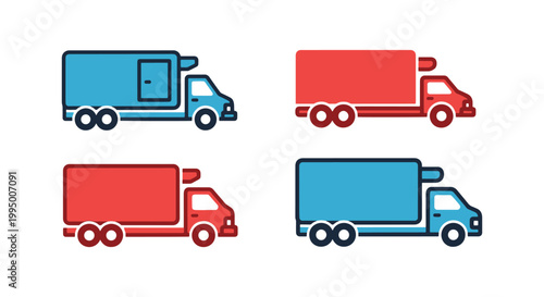 Refrigerated Truck Line art clean minimal abstract vector