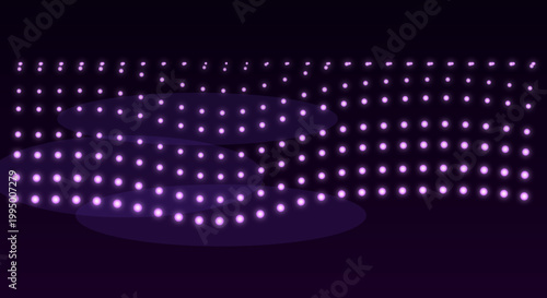 Purple LED lights installation in dark room with futuristic neon glow for nightclub decor