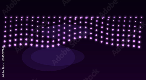Purple LED lights installation in dark room with circular shadow for nightclub decor
