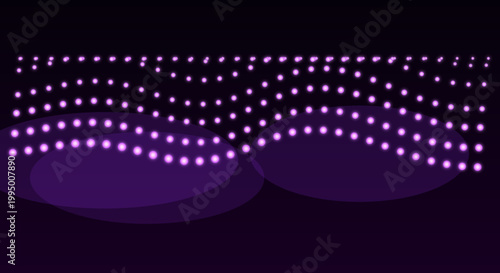 Glowing purple LED lights on dark background in futuristic neon style for technology and nightlife