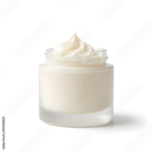 cosmetic cream jar for skincare treatment and moisturizing routine isolated on white background