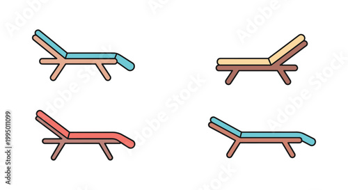 Sun Lounger Line art vector abstract color shapes