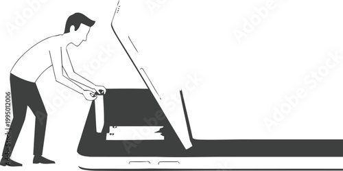 Person maintains a massive digital interface.